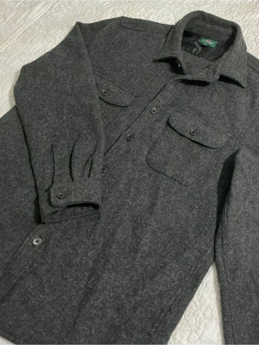 J. Crew 100% Brushed Wool Dark Charcoal Overshirt Shacket Size M